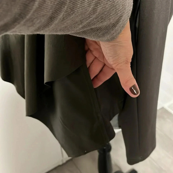 Drape Front Faux Leather Jacket Pockets, Size M - Picture 3 of 11